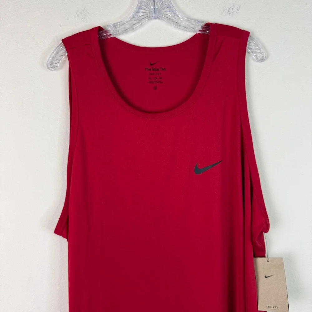 NEW Nike Tank Top Mens XXL Dri-FIT Training Red Sleeveless Swoosh Logo Workout